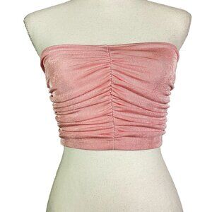 Cotton Candy LA Pink Ruched Crop Top, Small, New with tag